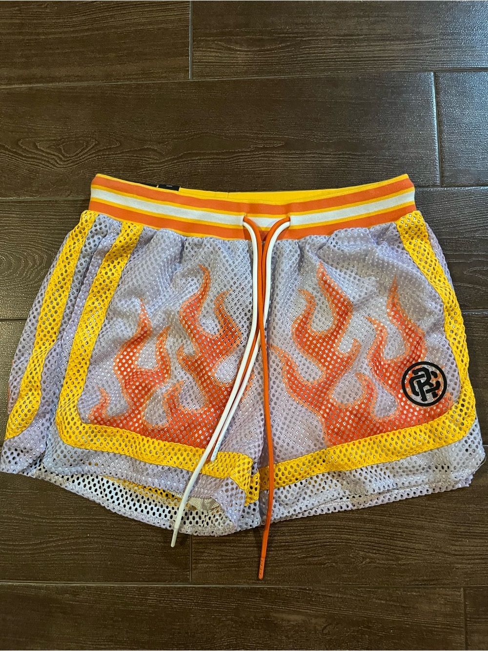 Flame Mesh Women's Shorts - Orange/Yellow Accent